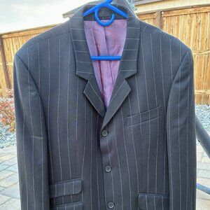 Merc 2-Piece Mod Suit Black w/ White Pinstripes Men's 42 Regular / 38 Waist